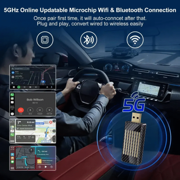 Mini Al Box - Streaming Netflix / Youtube / Tiktok sur votre voiture!  Adaptateur CarPlay et Android Auto sans fil 2 en 1, adapté aux voitures CarPlay filaires d'usine - Image 4