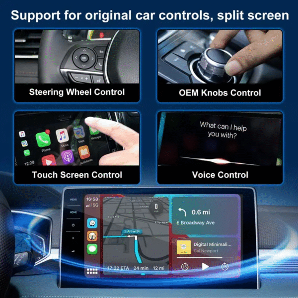 Mini Al Box - Streaming Netflix / Youtube / Tiktok sur votre voiture!  Adaptateur CarPlay et Android Auto sans fil 2 en 1, adapté aux voitures CarPlay filaires d'usine - Image 2
