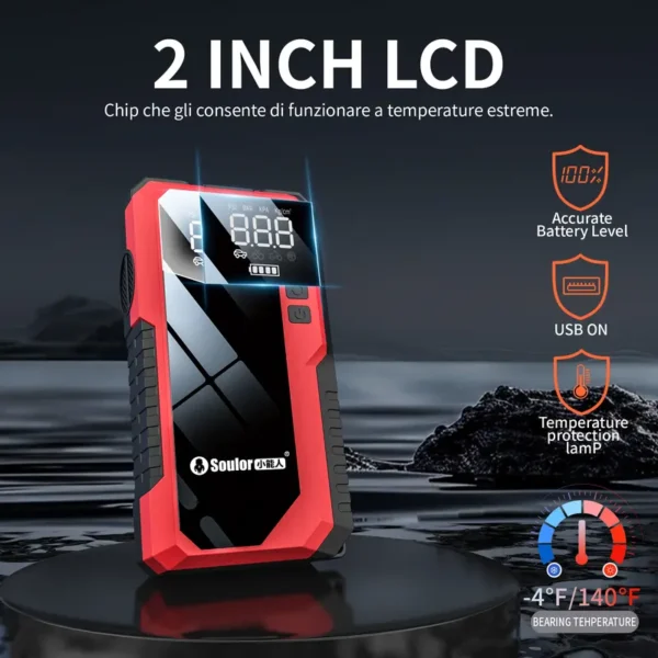 Portable Car Jump Starter with Air Compressor, 5000A 12V Gasoline & Diesel Engine Battery Enhancer, Fast Charging USB Output Jump Box for Car Battery - Image 3